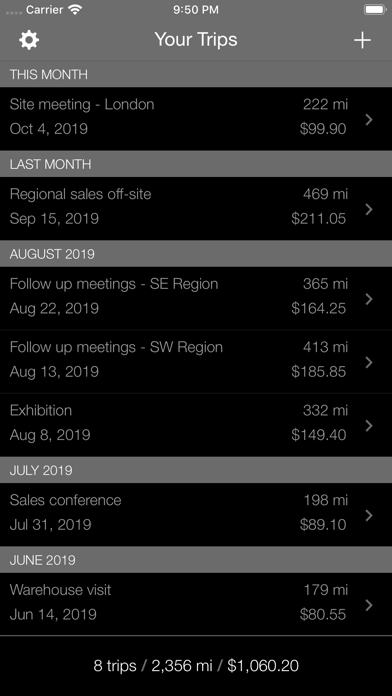 Business Trip Tracker Screenshot