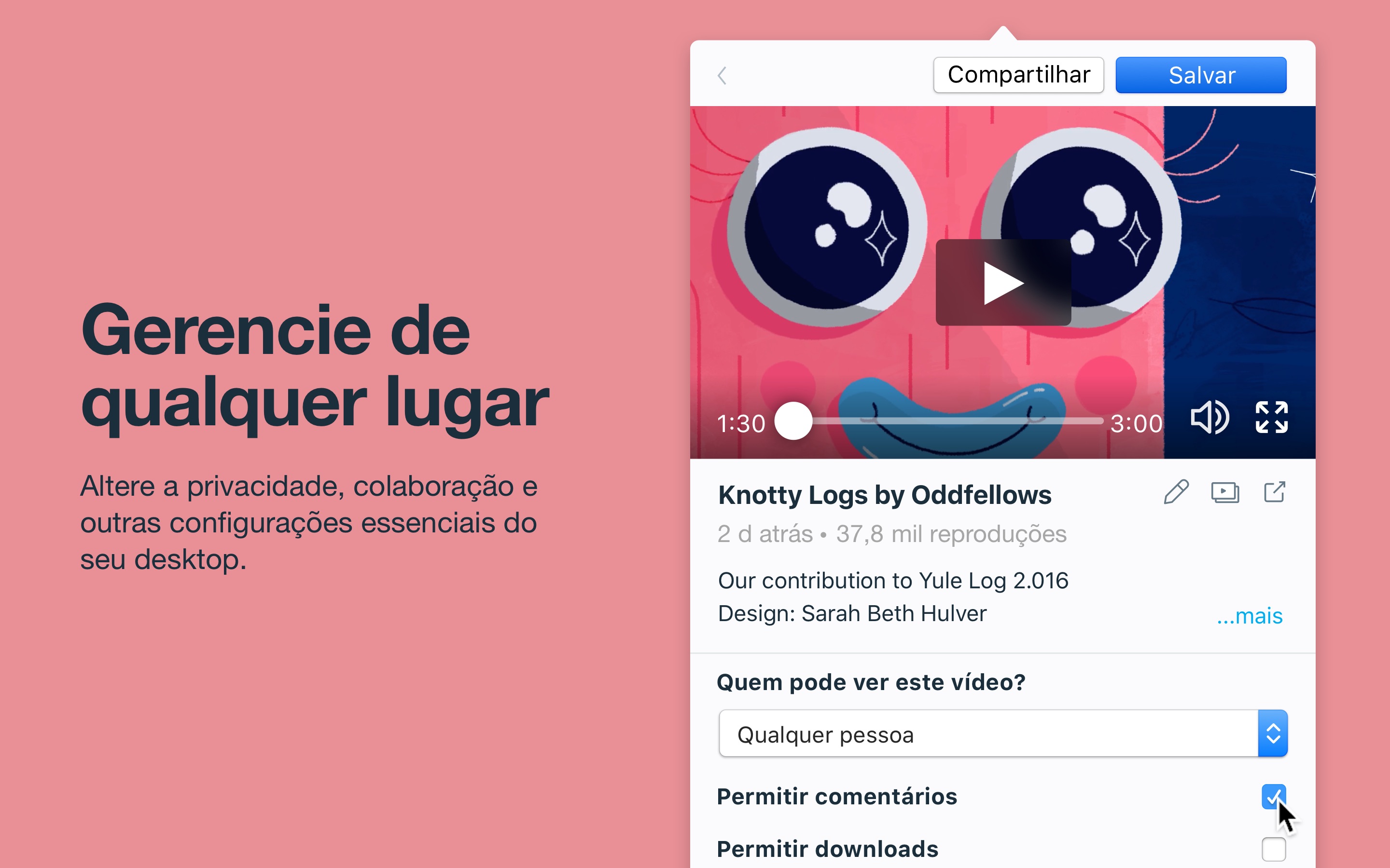 Screenshot do app Vimeo - Gerenciamento de vídeo