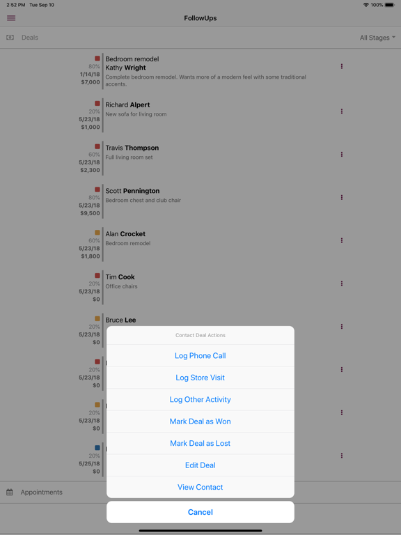 PERQ CRM iPad screenshot