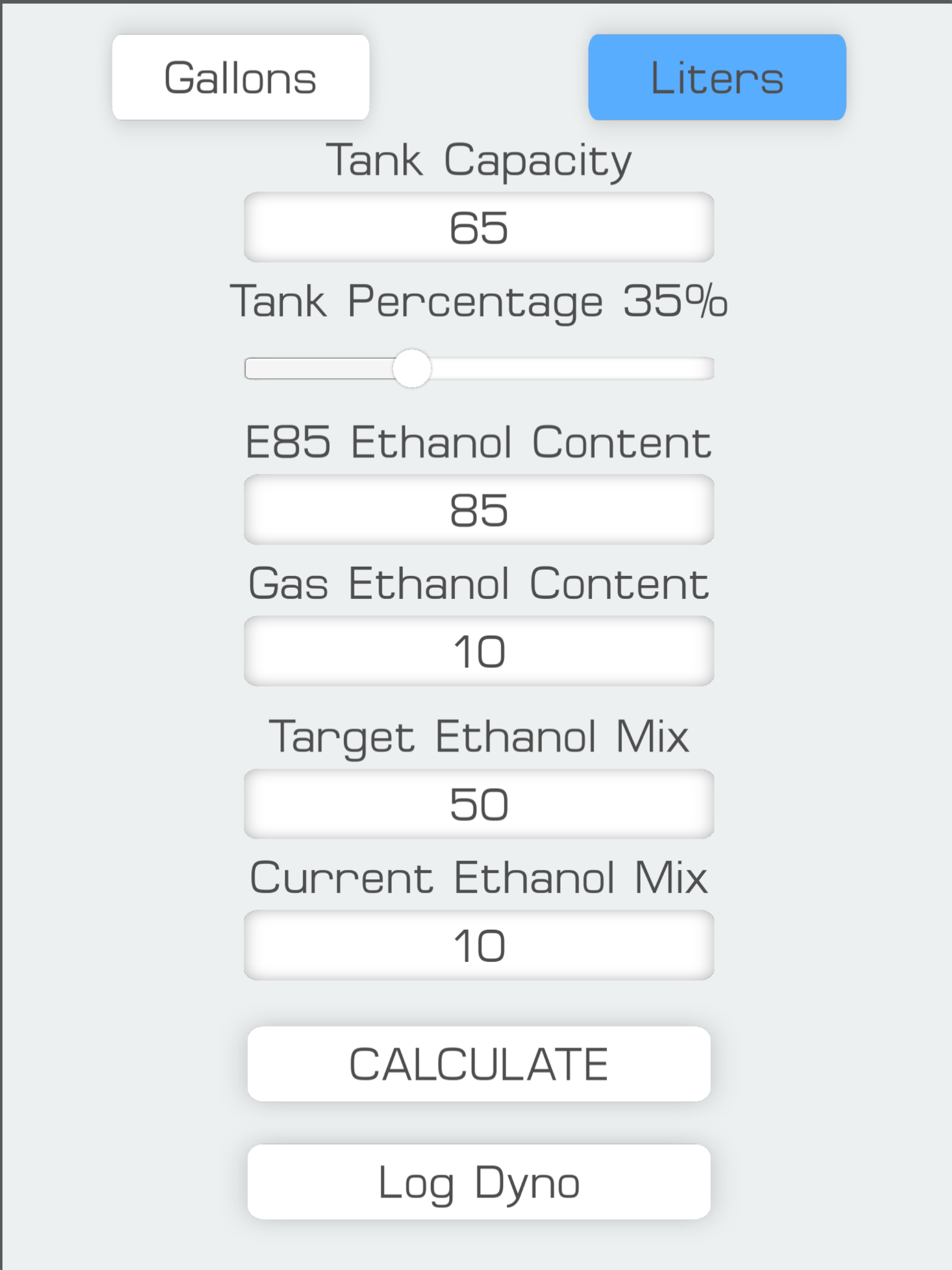 E85 Mix Ethanol Calculator