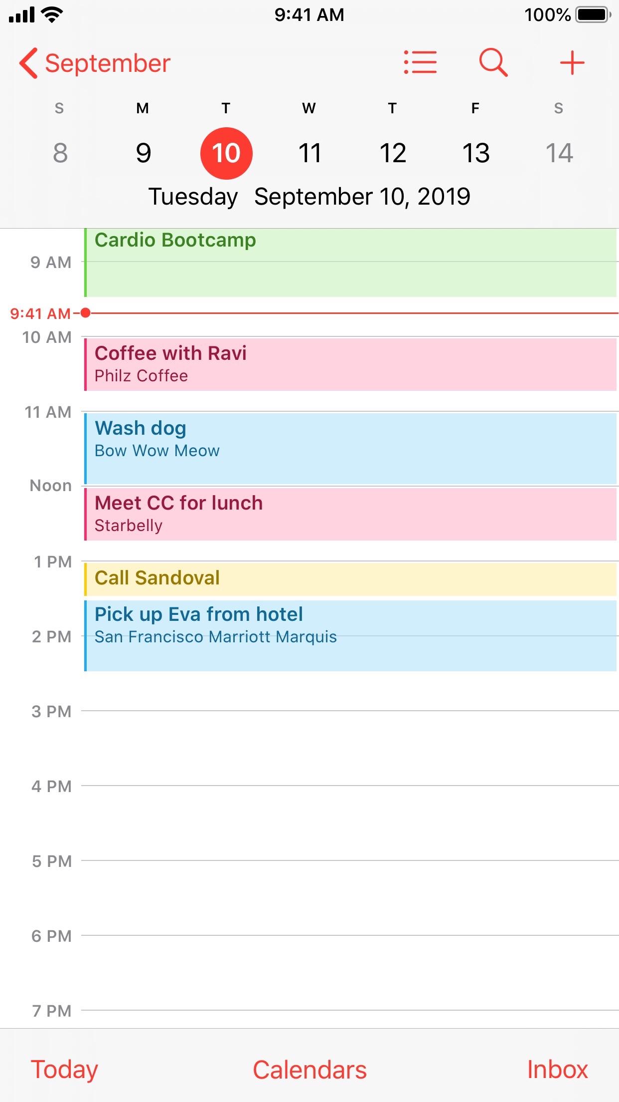 Screenshot do app Calendário