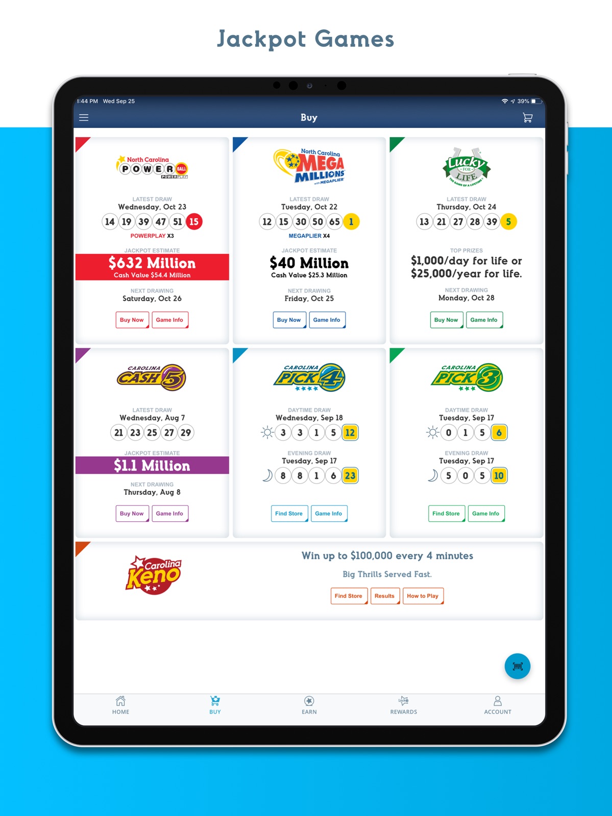 NC Lottery Official Mobile App ipad screenshot 3