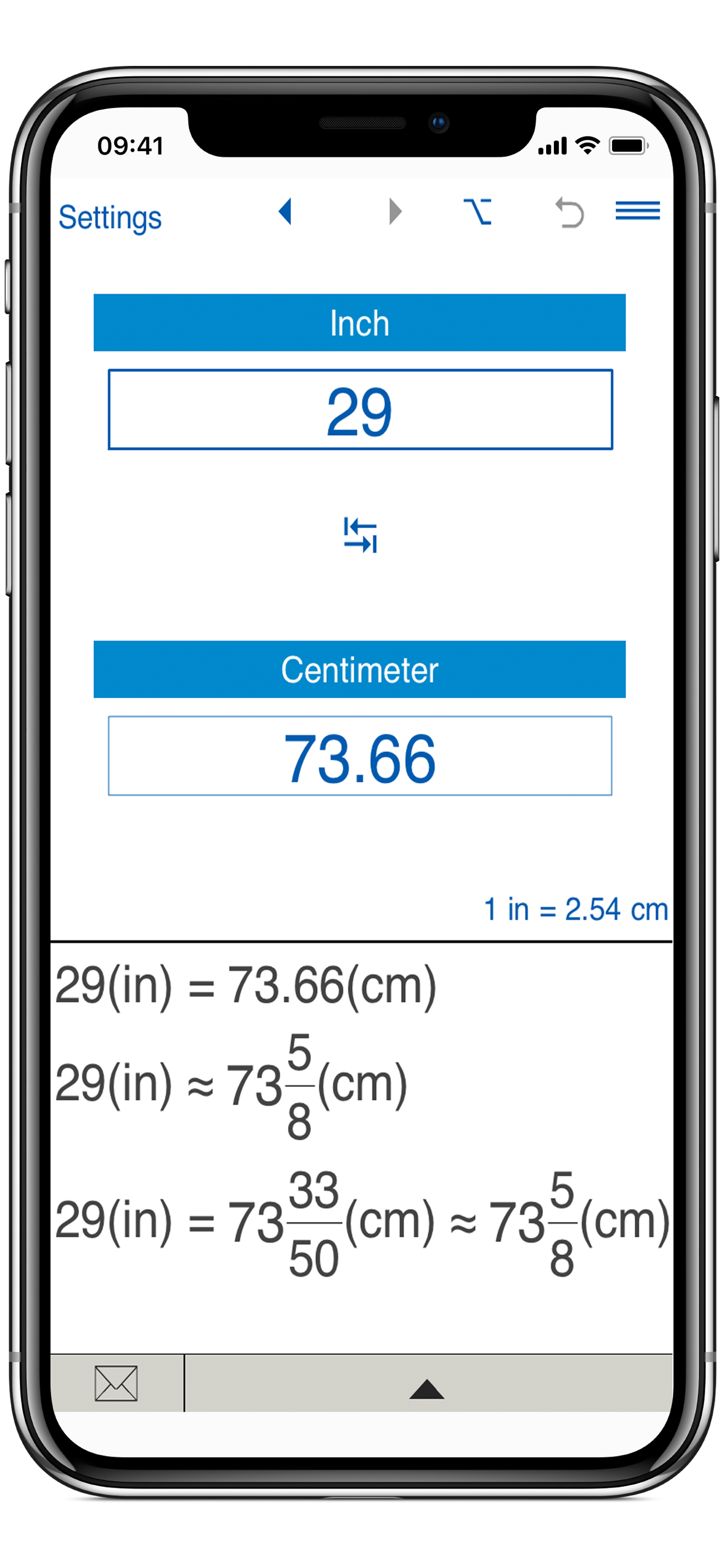 Inches to / from cm converter