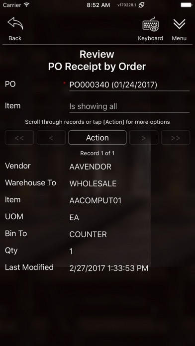 Acumatica Warehouse 2019 iPhone screenshot