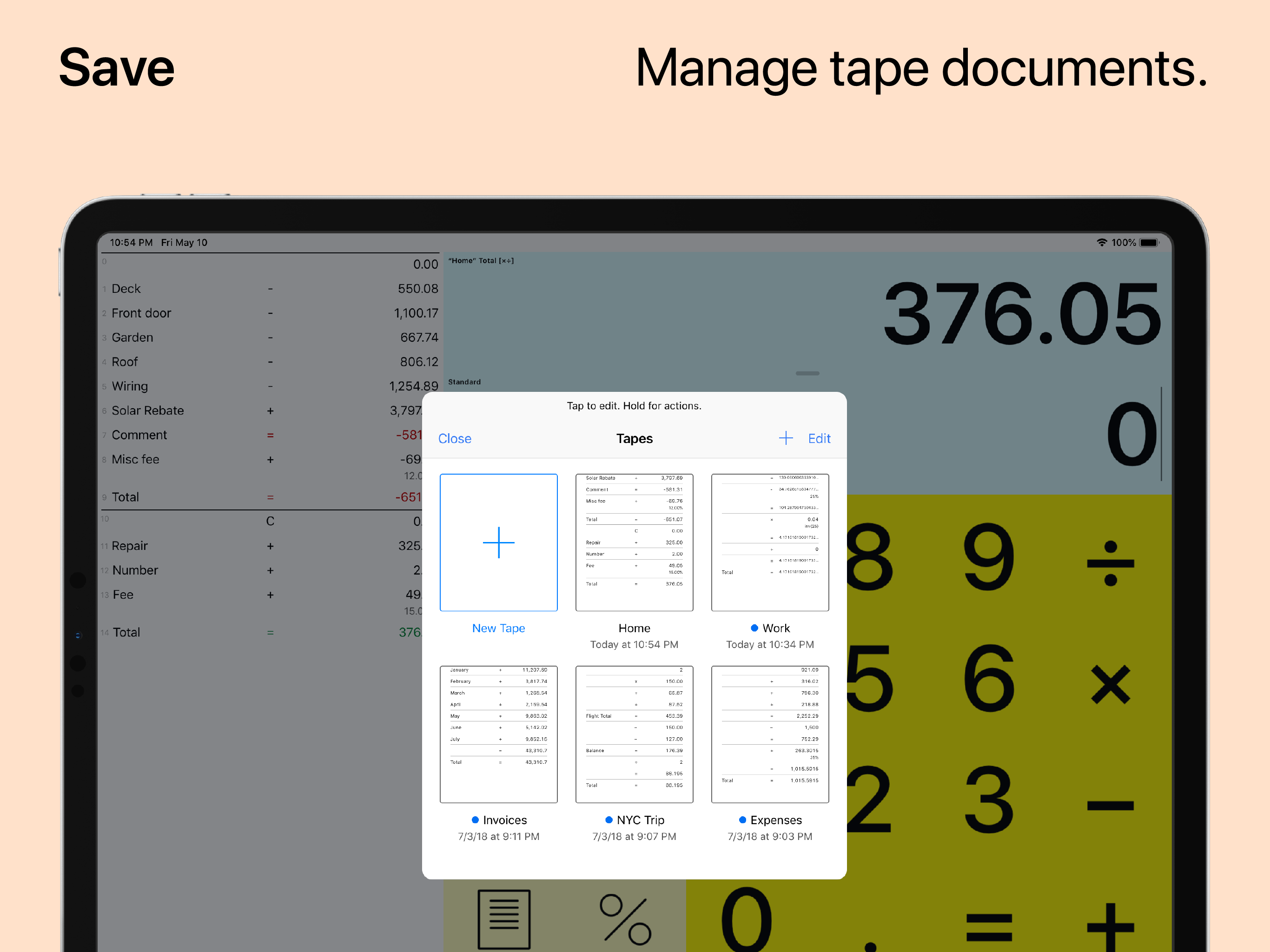 Digits Tape Calculator