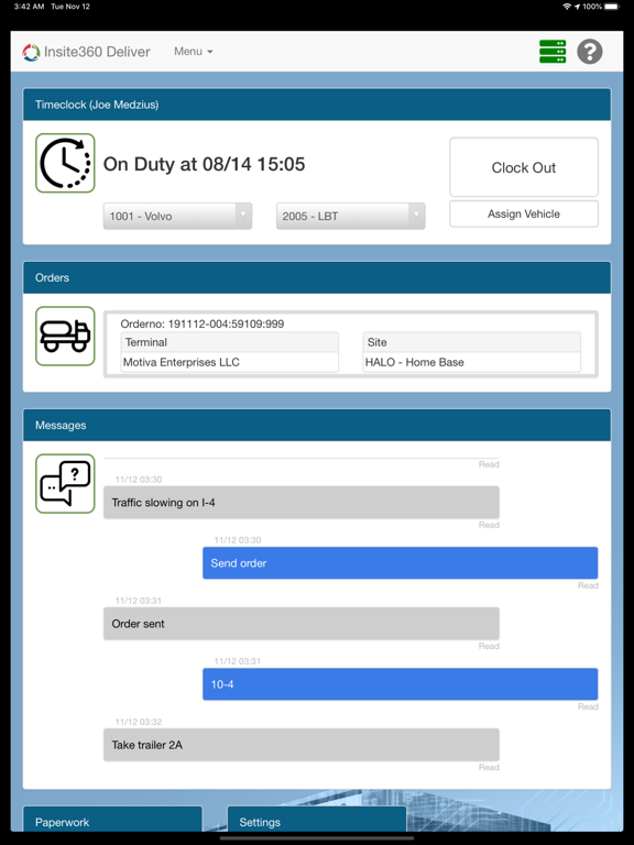 Insite360 Deliver iPad screenshot 1 - Business app