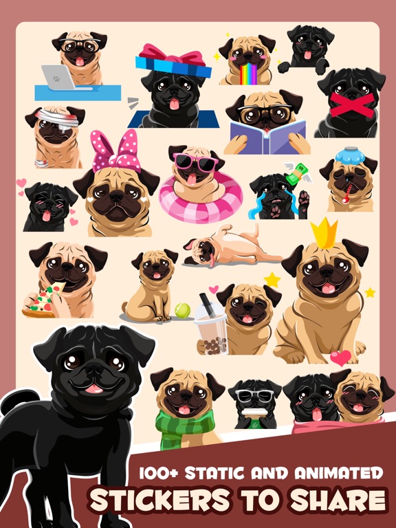 Pug Puppy Dog Emoji & Stickersのおすすめ画像2
