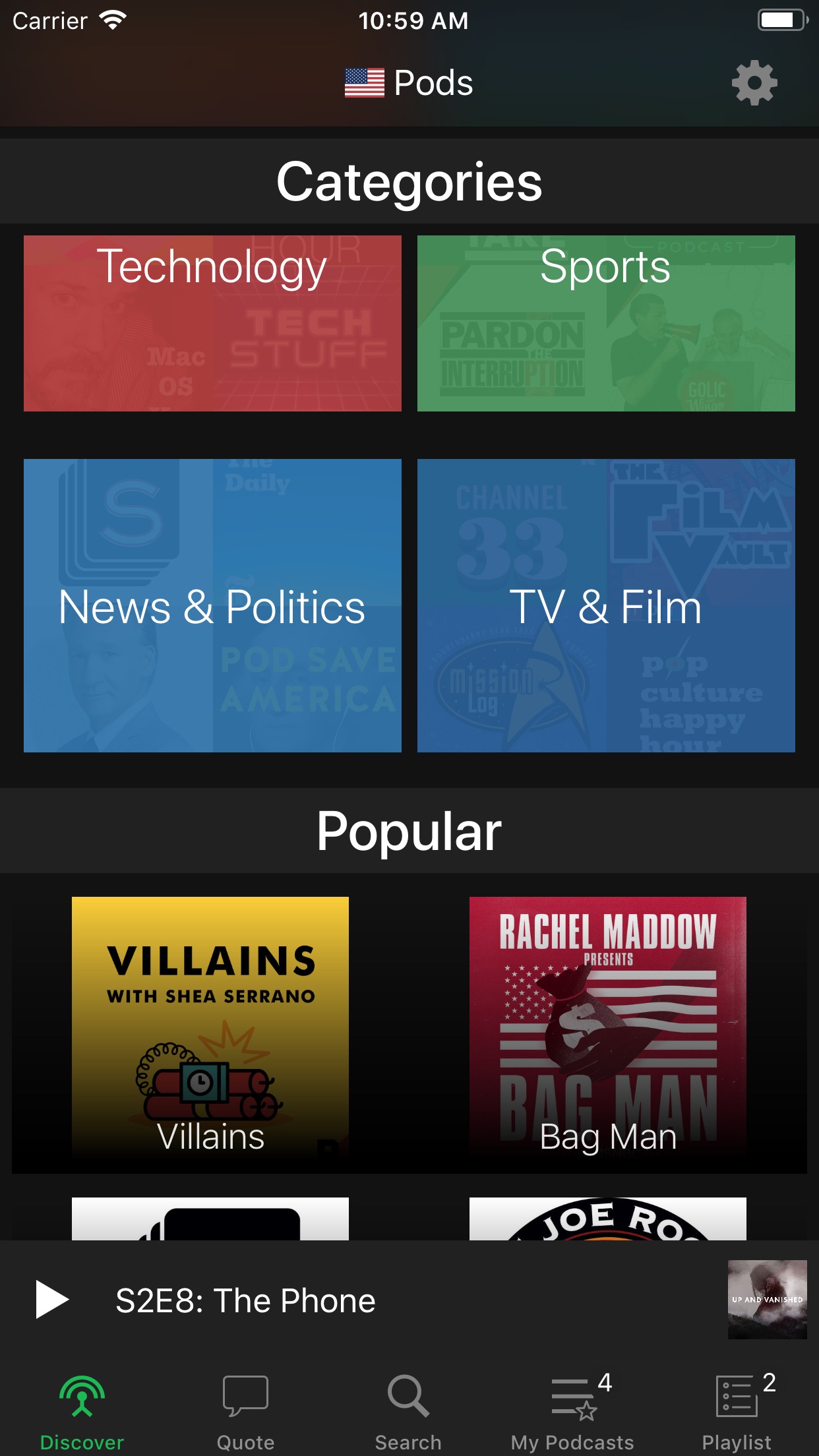 Screenshot do app Pods - Podcast Player