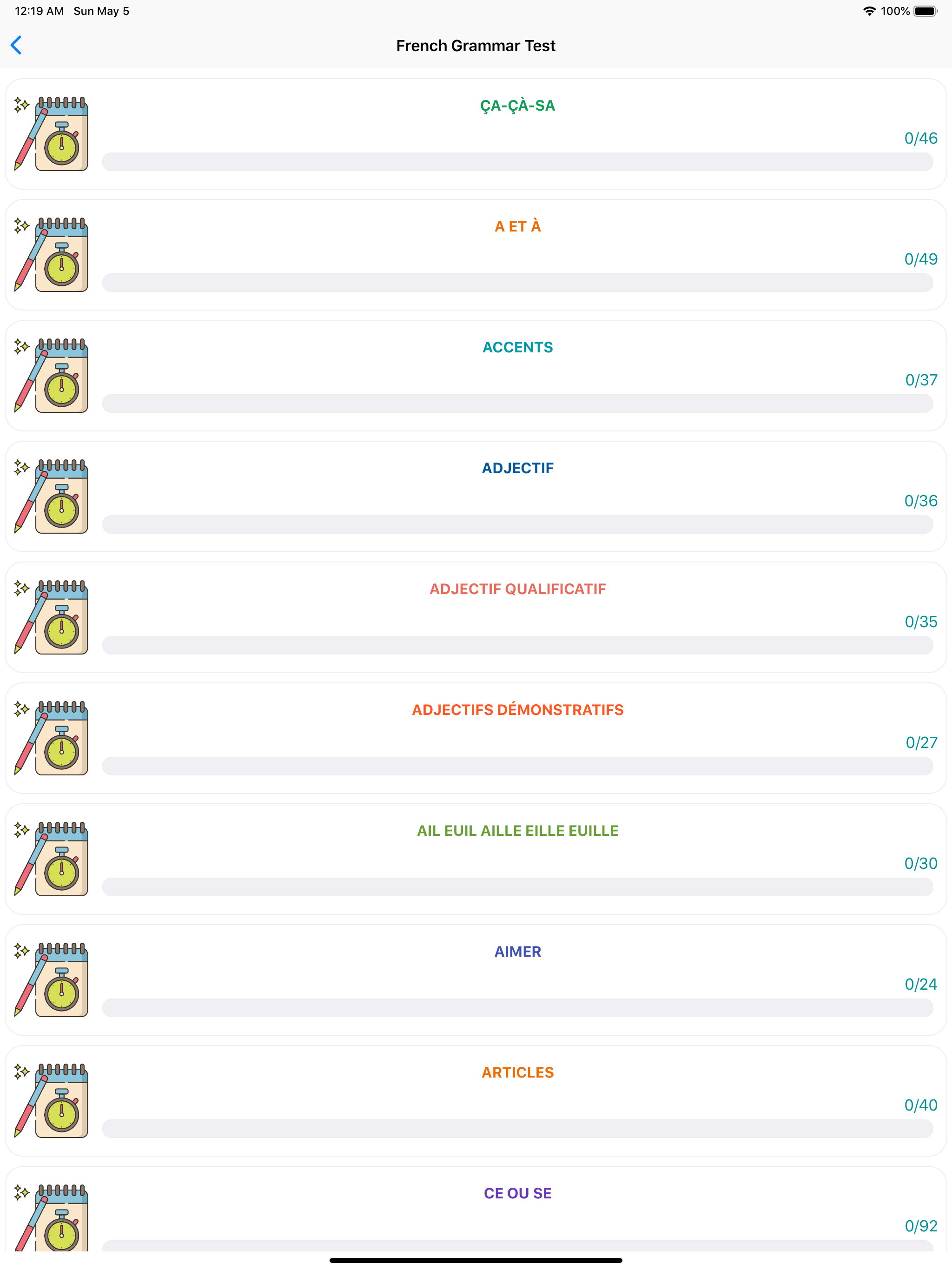 French Grammar Test