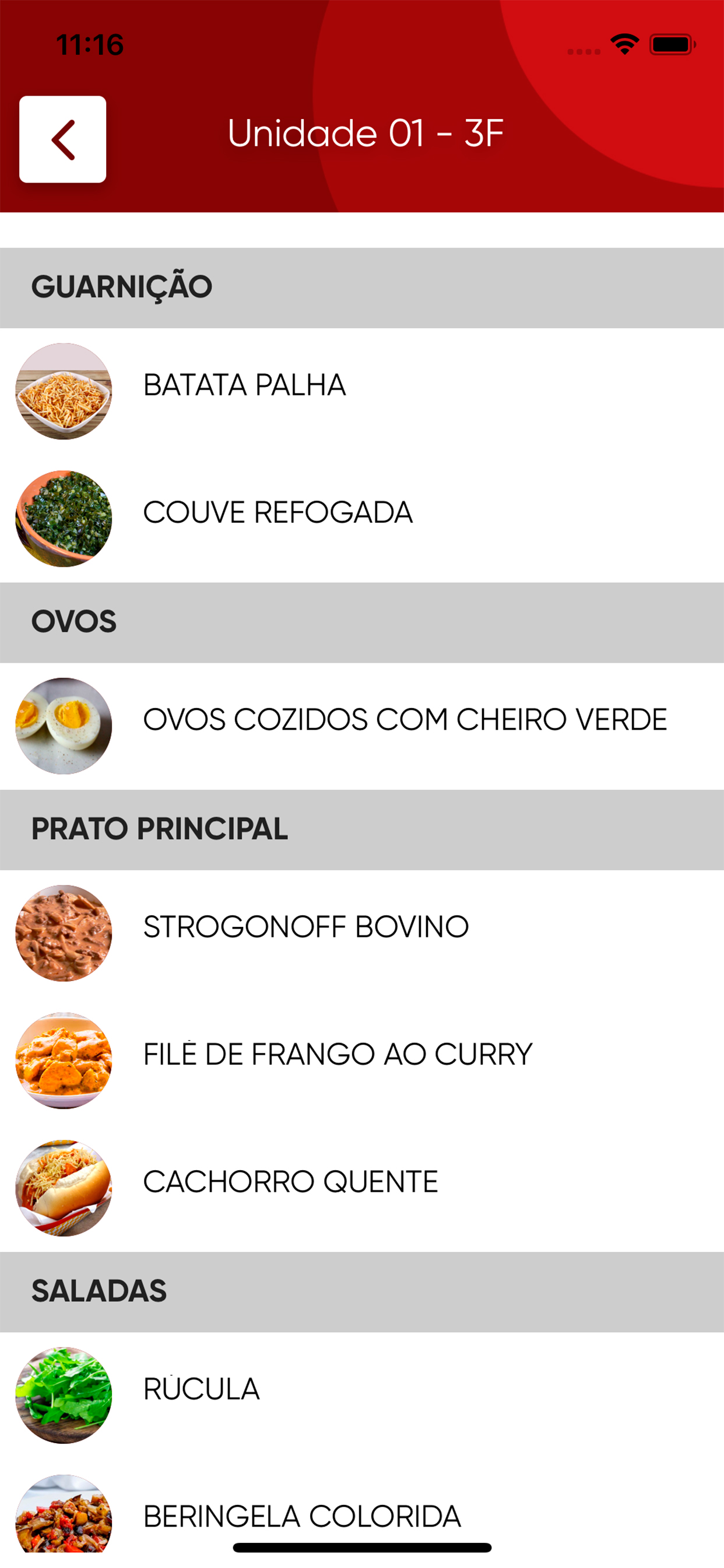 Menu Alimentação screenshot 3