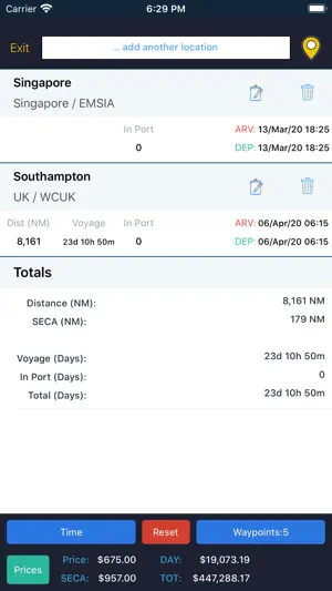 Sea/calc distance screenshot 2