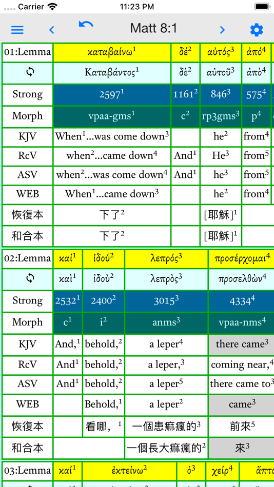 #1. Greek Reversible Interlinear (iOS) By: Min Chu