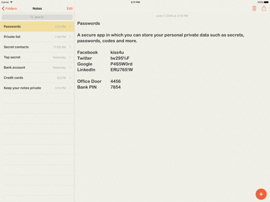 Lock Notes - Passcode Protect iPad screenshot 4 - Productivity app