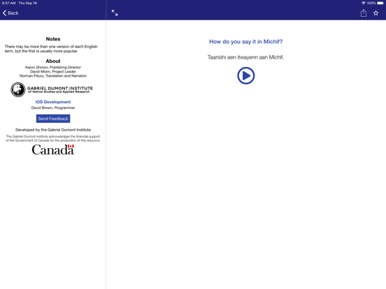 Heritage Michif To Go iPad screenshot