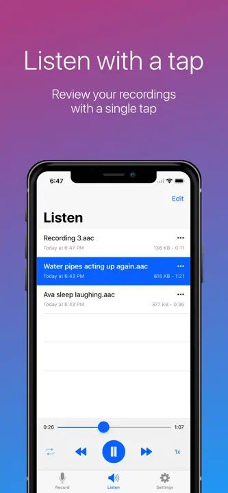 Easy Voice Recorder: Screenshot 2 von 3