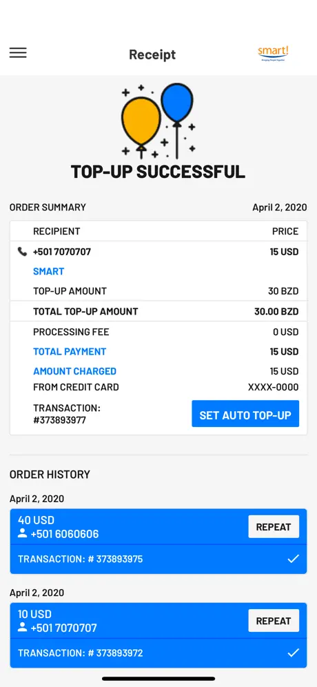 Smart Belize Top-up