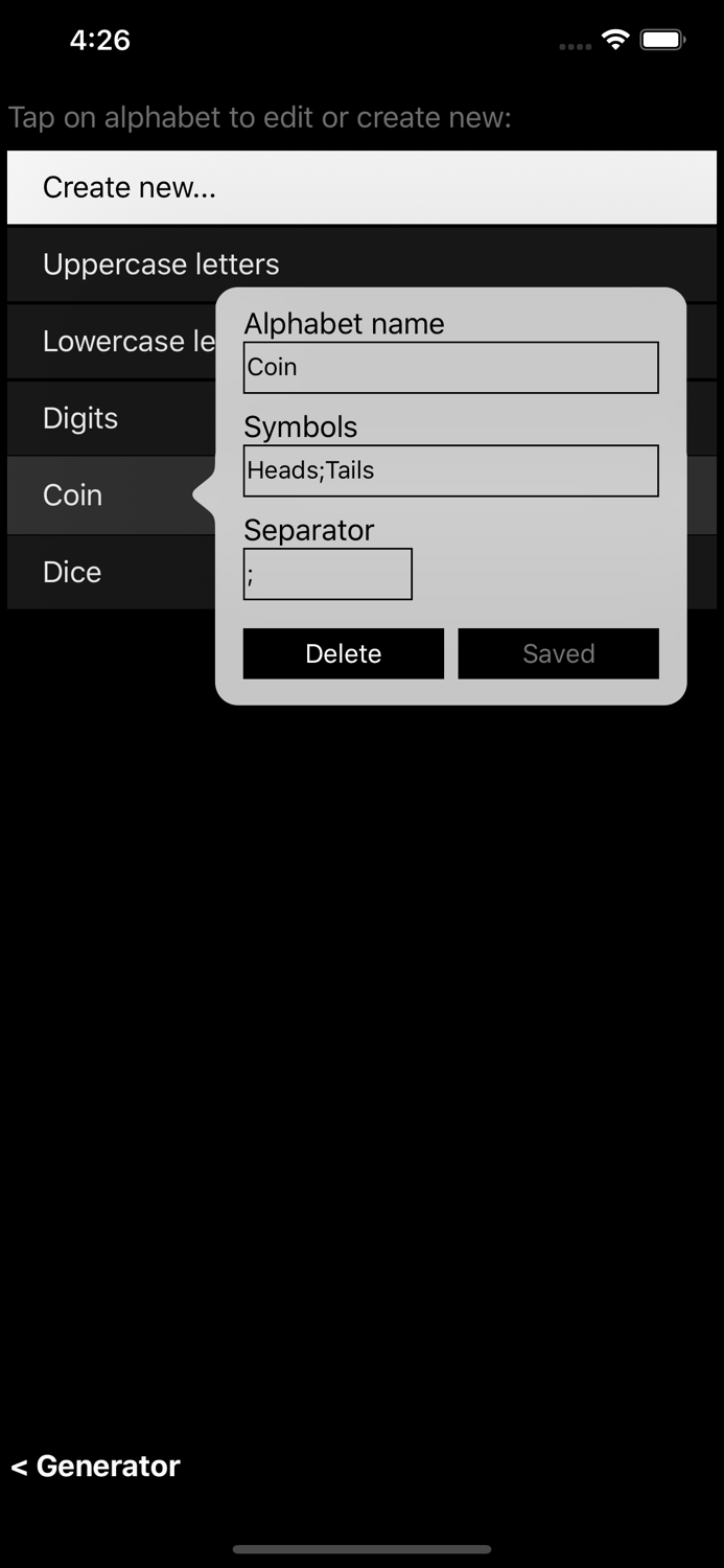 Nice Generator Lite passwords