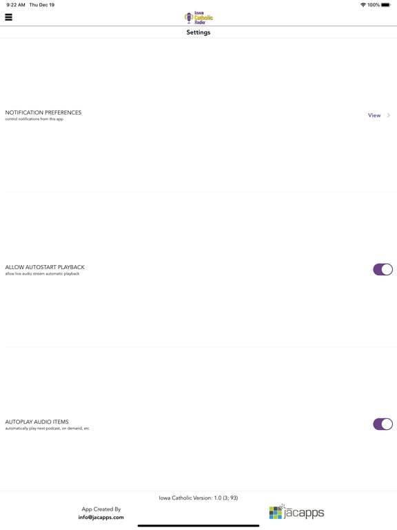 New Iowa Catholic Radio iPad screenshot 3 - Music app