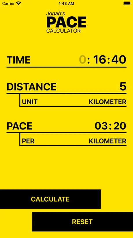 Jonah's Pace Calculator