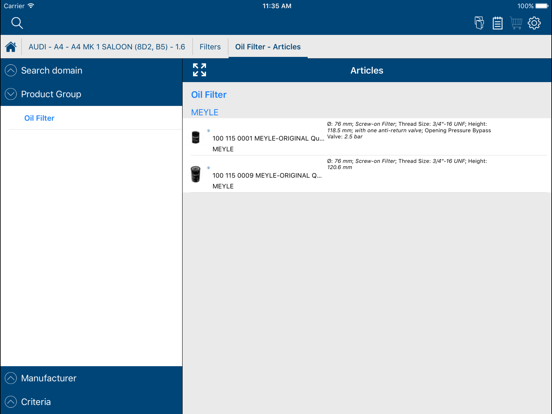 MEYLE Parts iPad screenshot 7 - Business app