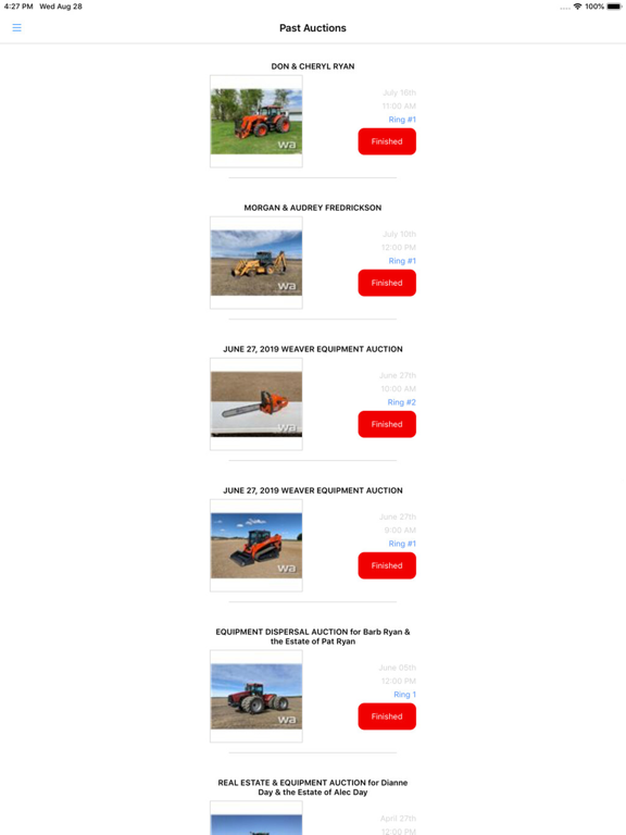 Weaver Auctions iPad screenshot 1 - Shopping app