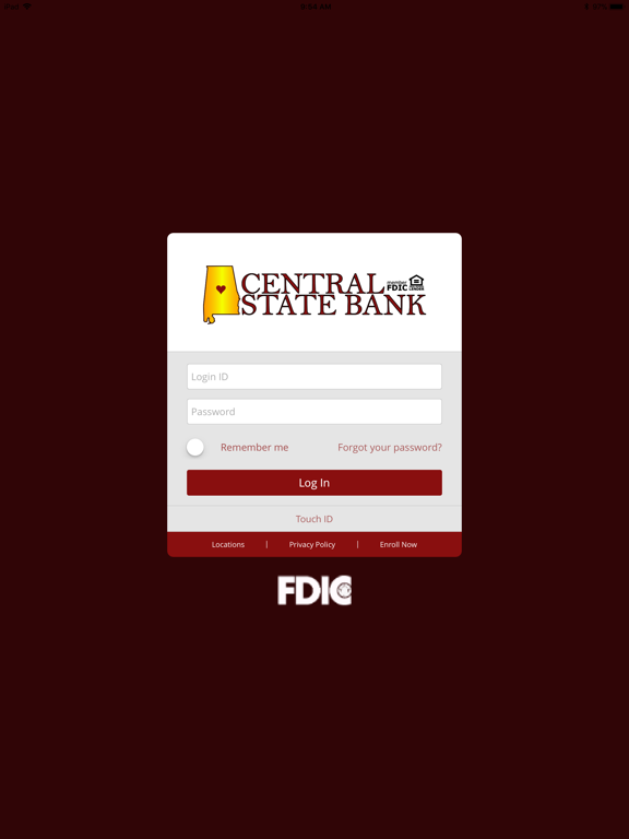 Central State Bank iPad screenshot 1 - Finance app