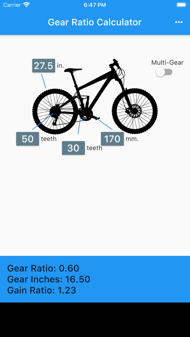 MTB Gear Ratio Screenshot
