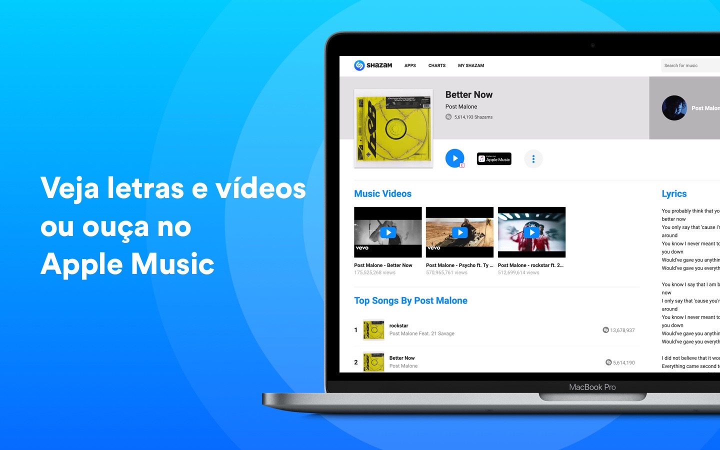 Screenshot do app Shazam: qual é a música