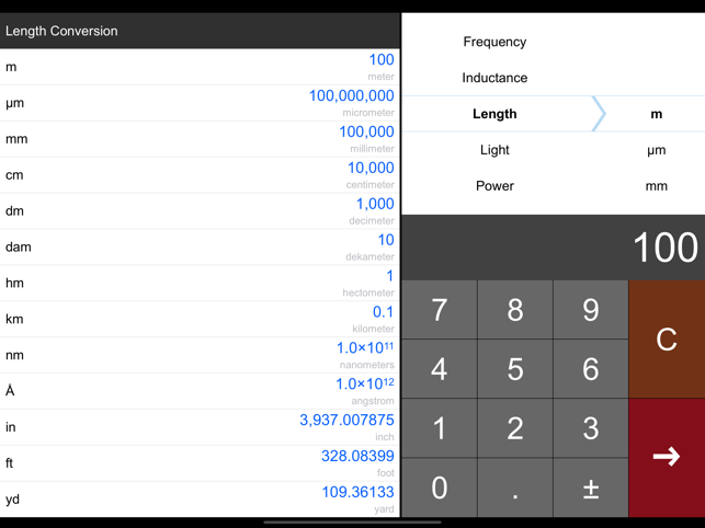 Unit Converter Pro HD. Skjermbilder