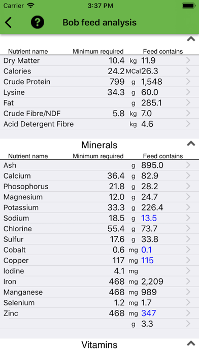 Equine Nutrition Calculator Screenshot