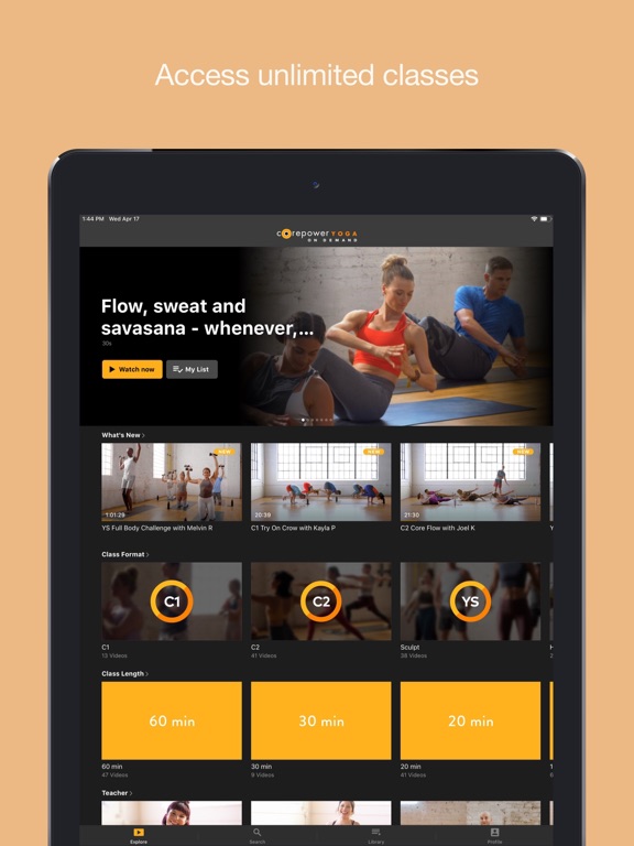 CorePower Yoga On Demand iPad screenshot 2 - Health & Fitness app