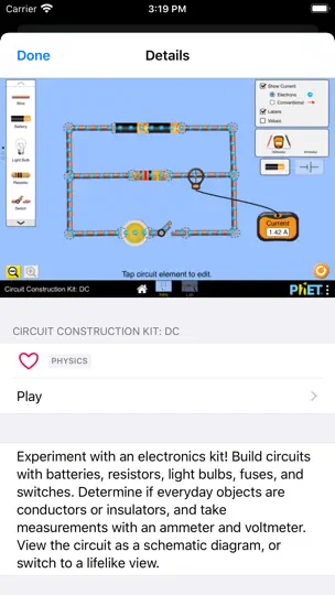 Screenshot von PhET Simulationen auf dem iPhone 2