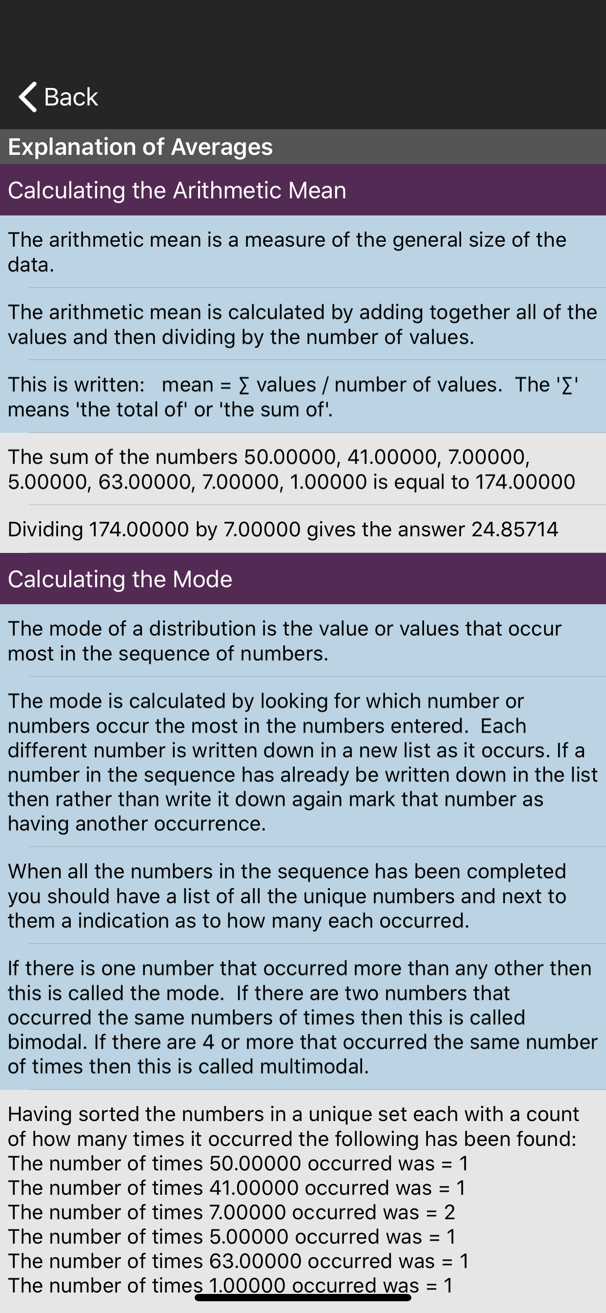 Averages Calculator screenshot 2
