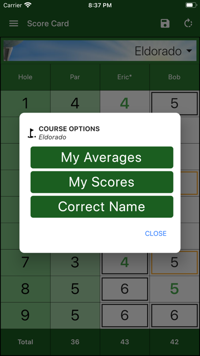 EasyScore Golf Scorecard Screenshot