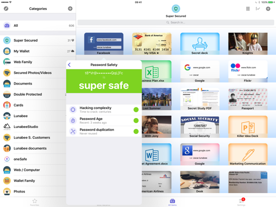 oneSafe+ password manager iPad app afbeelding 2