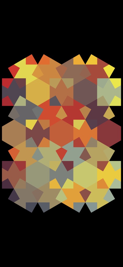 I Love Hue Too - Behold the fragmented yet cohesive design showcasing square, diamond, and octagonal tiles, artfully arranged in a rich, earthy autumnal palette.