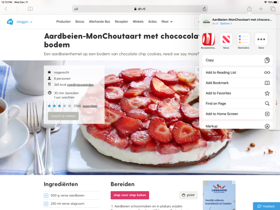 Receptenmaker iPad app afbeelding 5