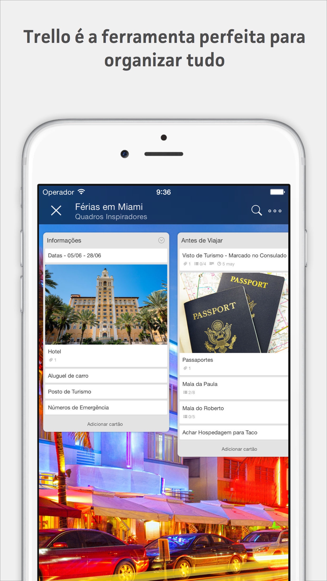 Screenshot do app Trello