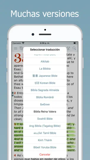 Captura de pantalla de Biblia Bilingüe Reina Valera en iPhone 2