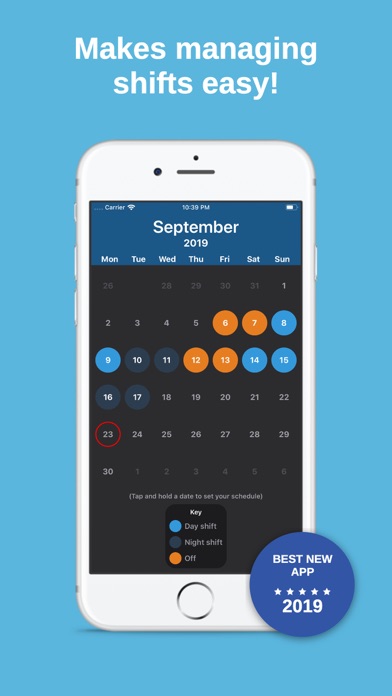 Screenshot #1 pour Shift Calendar & Work Schedule