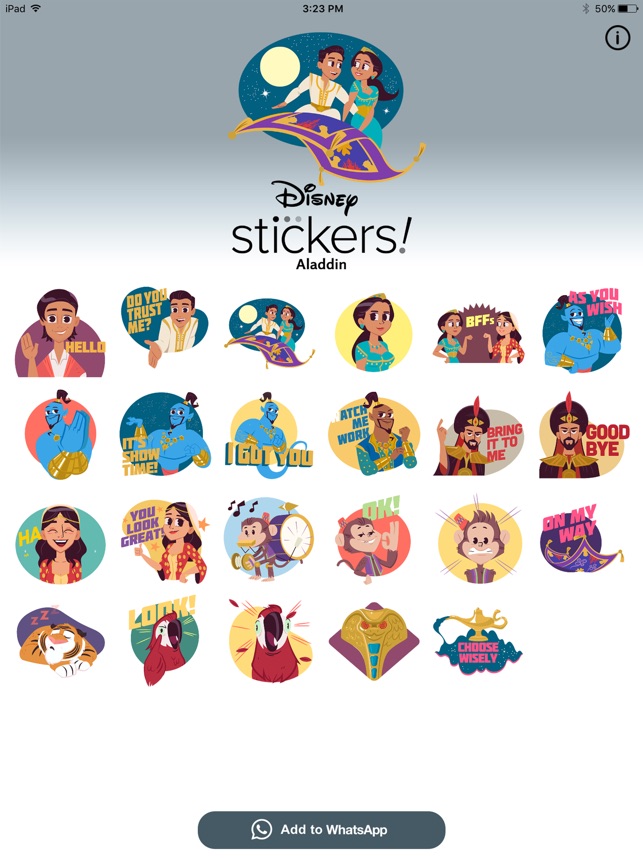 4 Pack Disney Stickers / Disney Aladdin / Disney Wall-e / Aladdin