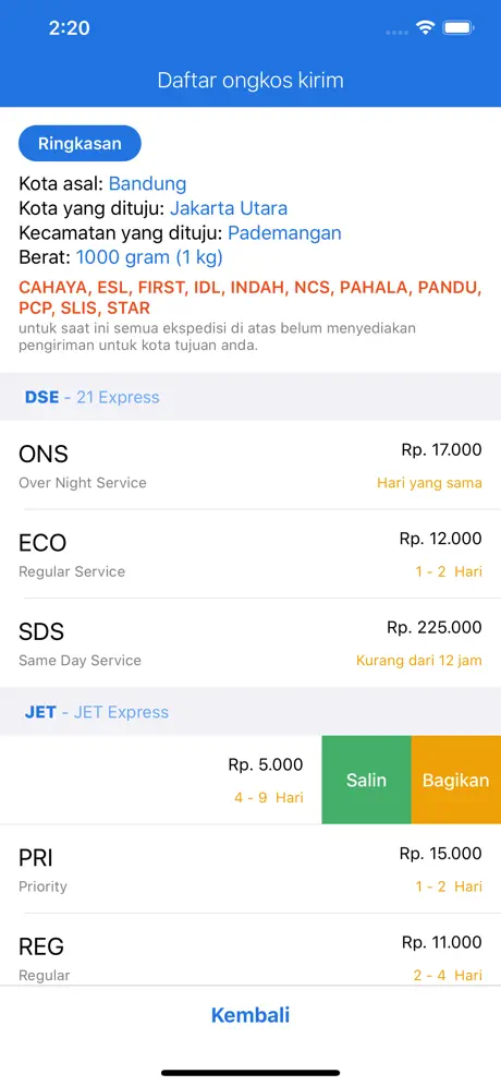 Cek Paket
