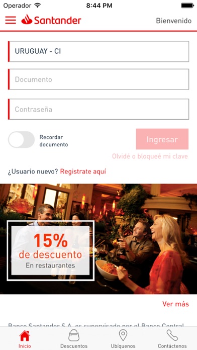 Banco Santander Uruguay Screenshot