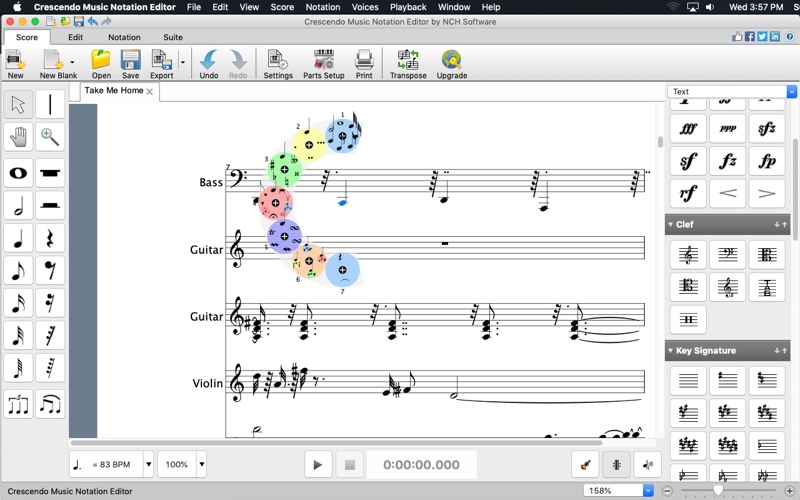crescendo music notation iphone screenshot 2
