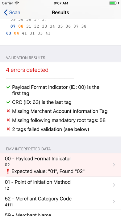 EMV QR Code Reader & Generator Screenshot