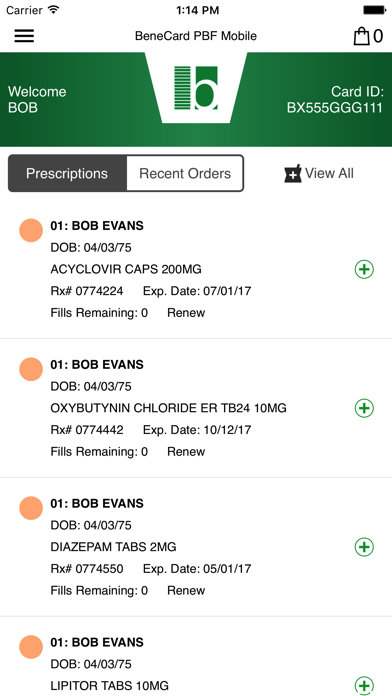 BeneCard PBF Screenshot