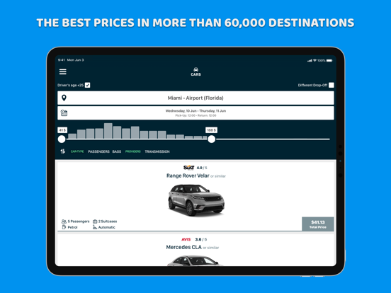 Bluvel | Rent car rental iPad screenshot 1 - Travel app