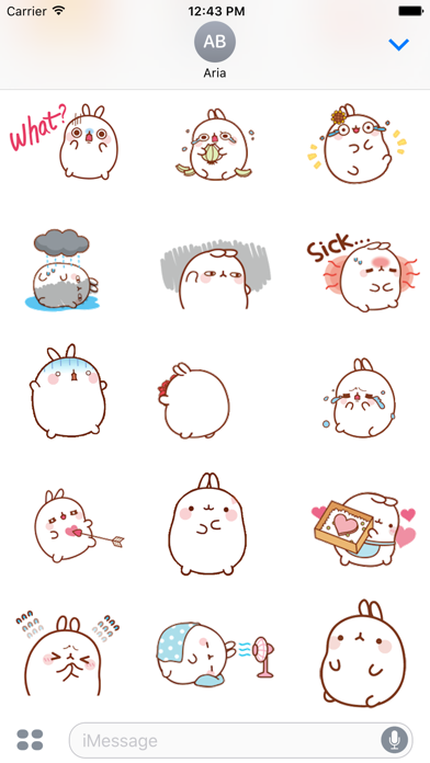 Animated Cute Molang Rabbit iPhone screenshot 5 - Stickers app
