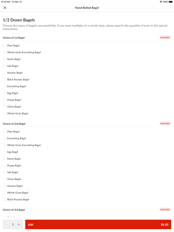 O'Bagel - Hoboken iPad screenshot 4 - Food & Drink app