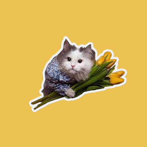 cute animals with flowers icon